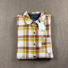 Prana Men's Cotton Long Sleeve Flannel Button Up Shirt Tan Plaid Size L NWT picture