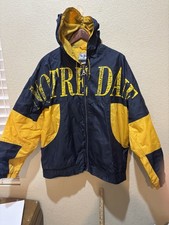 VTG NCAA Notre Dame Fighting Irish Men's Full Zip Windbreaker Hoodie Jacket Sz L picture