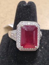 D'Joy Premium Niassa Ruby (FF) and Moissanite 12.20 ctw Royal Frame Ring in Rhod picture