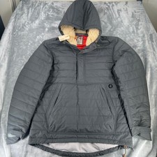 NWT Relwen Channel Anorak Mens Large Gray Quilted Sherpa Hood Pullover Jacket picture