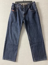 VTG 5ive Five Jungle Jeans Mens 34x32 Blue Y2K Wide Leg Baggy Colored Stitch picture