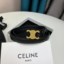 Celine Black and Gold Logo Skinny Fashion Women’s Belt, size 85, 1.8 cm picture