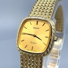 SEIKO Exceline 4N20-5160 Gold Dial 21mm Qz Ladies Watch Vintage 【N Mint】US Stock picture