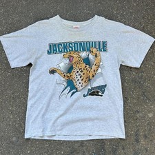 Vintage 1993 Jacksonville Jaguars BANNED LOGO Double-Sided Graphic Tee XL picture