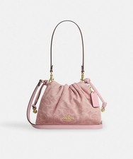 COACH Faye Drawstring Bag Signature Denim Light Pink CFD03 IMNH1 Auth New JP picture
