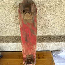 Vintage barn find 1950s hand made Skateboard Red Metal Trucks & Wheels picture