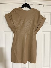 JS71 Boutique Faux Leather Sheath Dress Beige picture