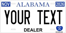 Custom Novelty Alabama Dealer Plate- Personalized Auto size picture