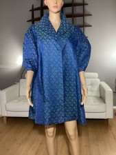 Vintage 1950's Chasnoff Blue Brocade Purple Lined Evening Opera Swing Coat picture