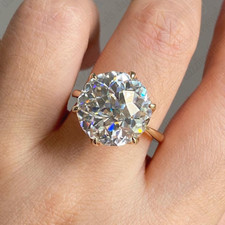 7.42TCW Jubilee Round Cut Moissanite Petal Engagement Ring 14k Solid Yellow Gold picture