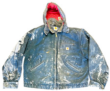 Vintage Carhartt J01 Blanket Lined Detroit Jacket Distressed Faded USA BLK 48 picture