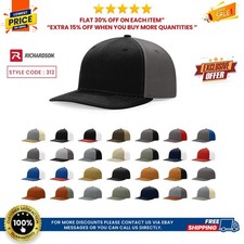 Richardson 312 Premium Unisex Snapback Hat 6-Panel Twill Back Trucker Cap picture