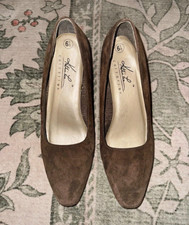 Kathie Lee Collection Brown Suede Square Toe SlipOn Pump Kitten Heel Women’s 6.5 picture