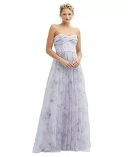 Dessy Collection Floral Strapless Corset lilac Tulle gown maxi Dress size 6 NWOT picture