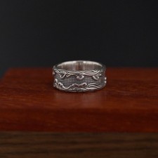 David Yurman Men's 925 Sterling Silver 10.5mm Waves Ring Size: 9.5 picture