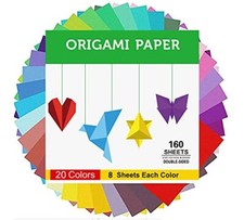 Origami Paper Double Sided Color - 160 Sheets - 20 Colors - 6 Inch Square Easy picture