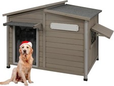 PETSCOSSET Dog House Outdoor Wooden Dog Kennel Indoor with Chew-Proof Iron Frame picture