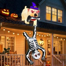 8FT Halloween Inflatable Skeleton Dog LED Outdoor Yard Lawn Decoration picture