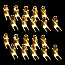 New 20x Gold Plated Spade Banana Plug Audio Speaker Cable Connector Adapter picture