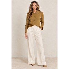 Club Monaco Wool Lyocell Knit Polo Top Brown Minimalist Old Money Small picture