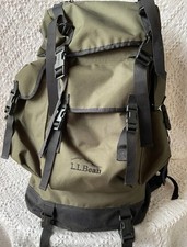 L.L.Bean Continental Rucksack Weekender Army Green Canvas Nylon Straps picture