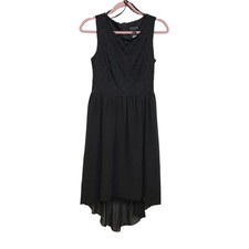 En Focus Swiss Dot High Low Dress Black Size 6 Dark Coquette picture