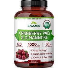 Zazzee USDA Organic Cranberry PACs & D-Mannose, 36 mg PACs & 1000 mg D-Mannose picture