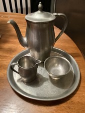 Vintage International Pewter Decorative Pewter Tea Coffee 4  Pc Set picture