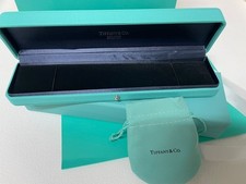 Tiffany & Co Jewelry Gift Box Bracelet /Pen /Watch Empty Case Leather Blue picture