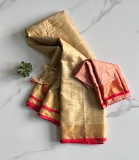 Premium Cotton Silk Saree elegant pallu with tassels picture
