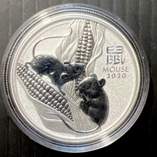2020 Australian 1/2 oz .999 Fine Silver Lunar Mouse Coin BU in Mint Capsule. picture