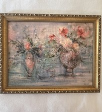 Edna Hibel Flowers in Vase Numbered Canvas Print in frame. picture
