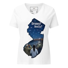 Drones? Really? NJ Drone Sightings 2024 UFO UAP Women’s Relaxed V-Neck T-Shirt picture
