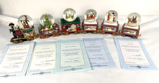 Thomas Kinkade Wonderland Express Snowglobe Train Set 6pc Bradford Exchange COA picture
