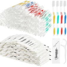 300 Pcs Individually Wrapped Toothbrushes Bulk with Dental Floss Set 100 Soft Br picture