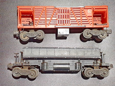 Lionel Post War Train Cars A Side Dump Car and An Operating Cattle Car. picture