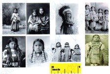 8 Miniature Vintage Native American Indian Children  Prints  - Dollhouse  1:12  picture
