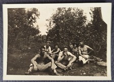 Original Vintage Snapshot Group of Shirtless Men Beefcake Camping Inscribed picture