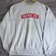 Vintage Nike Team Wisconsin Badgers Center Swoosh Gray Crewneck Sweatshirt XL picture