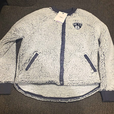 WEAR by Erin Andrews NBA Brooklyn Nets Sherpa Snap-Front Jacket Gray Size L picture
