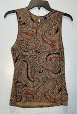 Chaps Classics Paisley Tank Top Size L Sleeveless Jersey Stretch Knit Preppy picture