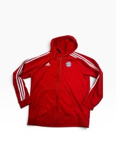 Red adidas FC Bayern Munich Munchen Zipper Hooded Sweatshirt Men's L Large picture