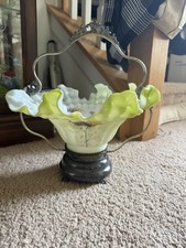 Victorian Bride’s Basket- Glass Insert With Silverplate Base picture
