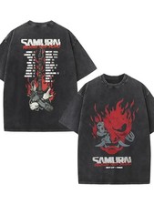 Cyberpunk 2077 Samurai Reunion Tour Double Sided Vintage Washed Unisex T-shirt picture