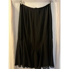 Vintage Jacques Vert Black Chiffon Fluted Midi Skirt | UK 16 / US 12 picture