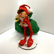 Annalee Christmas Elf w/Toy Bundle Figurine 8 in Plush Fabric Mobilitee picture