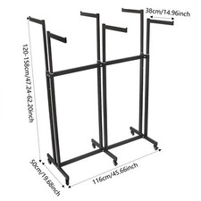 6-Arm Adjustable Black Iron Garment Display Rack With Wheels & Feet picture