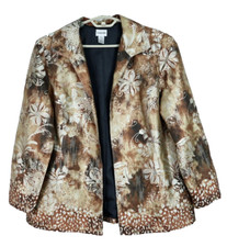 NEW CHICO'S Women's Silk Polyester Long Sleeve Jacket Blouse Geometric Size 2 L picture