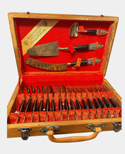 Vintage Siam Bronze Flatware Set in Wooden Case – Hand-Crafted P. Jhangimal picture