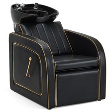 BarberPub Backwash Shampoo Station Chair, Salon Ceramic Hair Wash Bowl 9175 picture